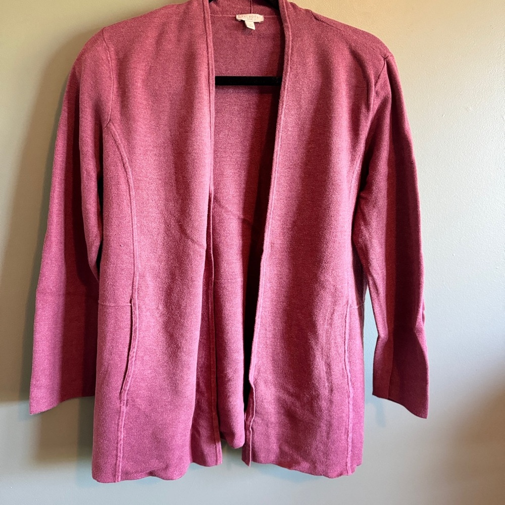 Talbots dark rose open-front cardigan